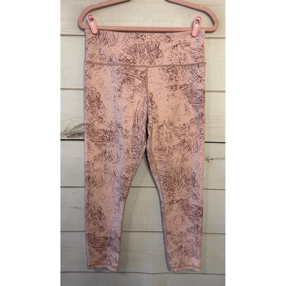 Zyia‎ Active Pink Mauve Brushstroke High Waisted Leggings Size 12 Recycled Poly